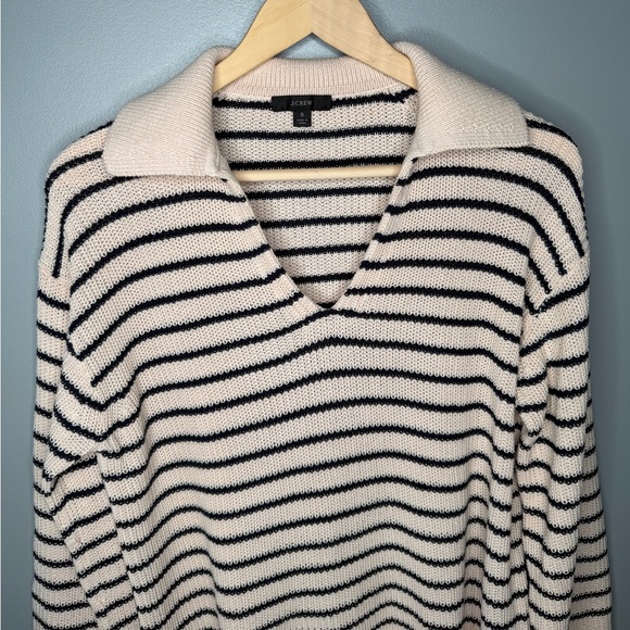 J. Crew Relaxed Collared Sweater in Stripe - Picture 5 of 12